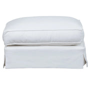 Sunset Trading Ariana Slipcovered Ottoman | Performance Fabric Washable Water-Resistant Stain-Proof | White