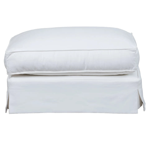Sunset Trading Ariana Slipcovered Ottoman | Performance Fabric Washable Water-Resistant Stain-Proof | White