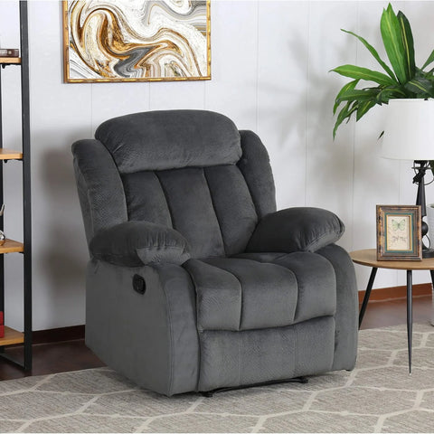 Sunset Trading Madison Reclining Chair | Manual Recliner | Gray Fabric Clubchair