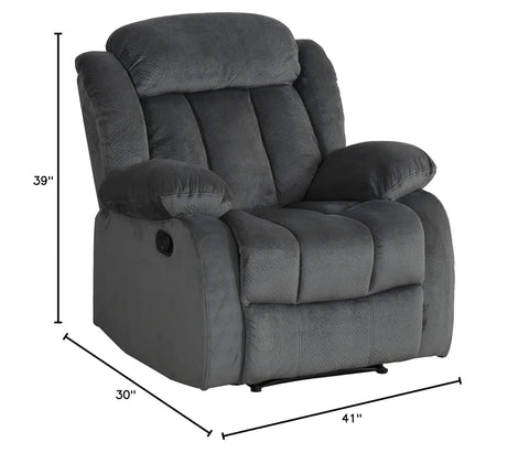 Sunset Trading Madison Reclining Chair | Manual Recliner | Gray Fabric Clubchair
