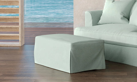 Sunset Trading Newport Slipcovered 44" Wide Ottoman | Performance Fabric Washable Water-Resistant Stain-Proof | Ocean Blue