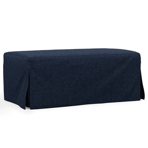 Sunset Trading Newport Slipcovered 44" Wide Ottoman | Performance Fabric Washable Water-Resistant Stain-Proof | Navy Blue