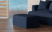 Sunset Trading Newport Slipcovered 44" Wide Ottoman | Performance Fabric Washable Water-Resistant Stain-Proof | Navy Blue