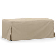 Sunset Trading Newport Slipcovered 44" Wide Ottoman | Performance Fabric Washable Water-Resistant Stain-Proof | Tan