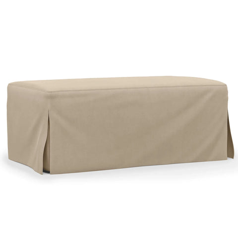 Sunset Trading Newport Slipcovered 44" Wide Ottoman | Performance Fabric Washable Water-Resistant Stain-Proof | Tan