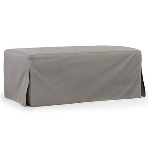 Sunset Trading Newport Slipcovered 44" Wide Ottoman | Performance Fabric Washable Water-Resistant Stain-Proof | Gray