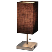 Simple Designs Petite Stick Lamp with USB Charging Port and Fabric Shade