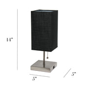 Simple Designs Petite Stick Lamp with USB Charging Port and Fabric Shade