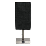 Simple Designs Petite Stick Lamp with USB Charging Port and Fabric Shade