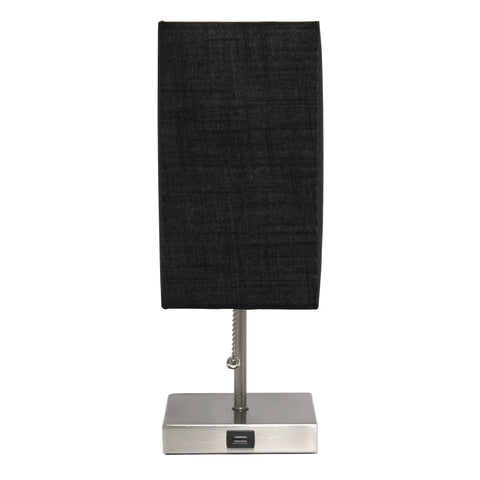Simple Designs Petite Stick Lamp with USB Charging Port and Fabric Shade