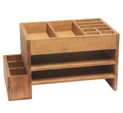 Elegant Designs Home Office Tiered Desk Organizer with Storage Cubbies and Letter Tray