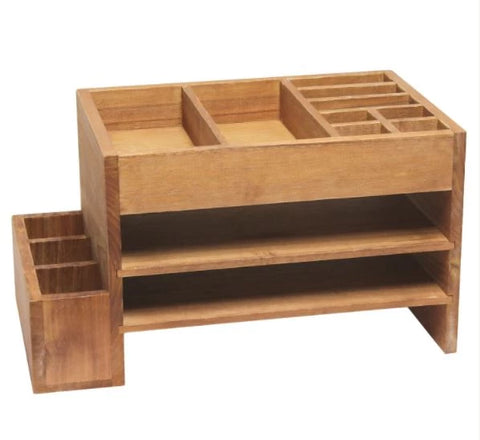 Elegant Designs Home Office Tiered Desk Organizer with Storage Cubbies and Letter Tray