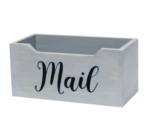 Elegant Designs Rustic Farmhouse Wooden Tabletop Decorative Script Word "Mail" Organizer Box, Letter Holder