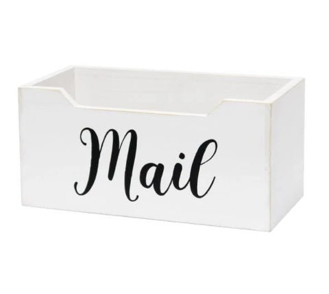 Elegant Designs Rustic Farmhouse Wooden Tabletop Decorative Script Word "Mail" Organizer Box, Letter Holder
