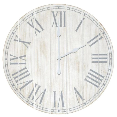 Elegant Designs Wood Plank 23" Large Rustic Coastal Wall Clock