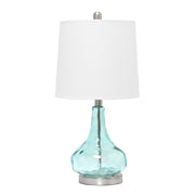 Lalia Home Rippled Glass Table Lamp with Fabric Shade