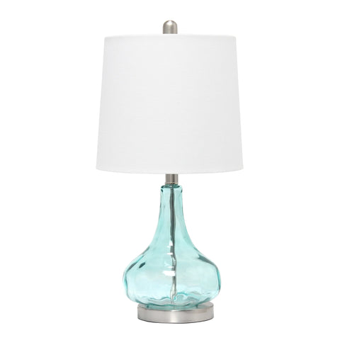 Lalia Home Rippled Glass Table Lamp with Fabric Shade