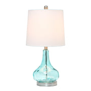 Lalia Home Rippled Glass Table Lamp with Fabric Shade