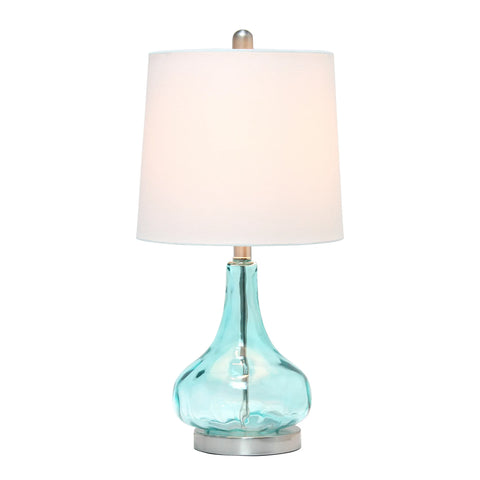 Lalia Home Rippled Glass Table Lamp with Fabric Shade