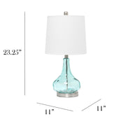 Lalia Home Rippled Glass Table Lamp with Fabric Shade