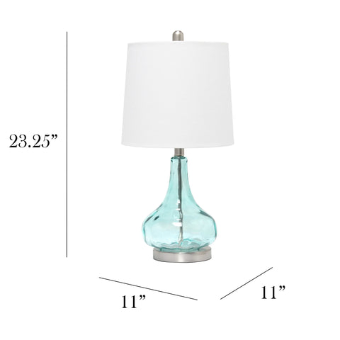 Lalia Home Rippled Glass Table Lamp with Fabric Shade