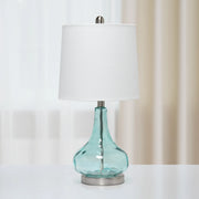 Lalia Home Rippled Glass Table Lamp with Fabric Shade