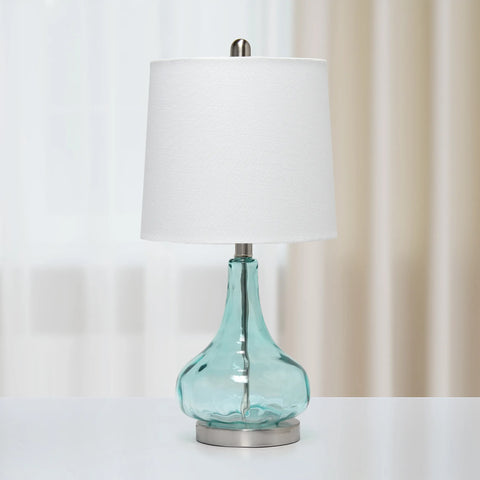 Lalia Home Rippled Glass Table Lamp with Fabric Shade