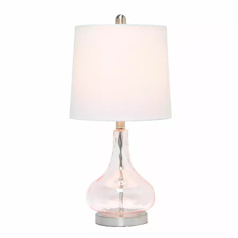 Lalia Home Rippled Glass Table Lamp with Fabric Shade
