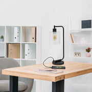 Lalia Home Modern Iron Desk Lamp with USB Port and Glass Shade