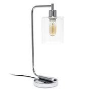 Lalia Home Modern Iron Desk Lamp with USB Port and Glass Shade