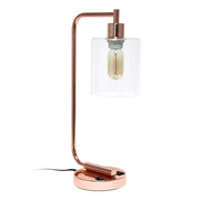 Lalia Home Modern Iron Desk Lamp with USB Port and Glass Shade