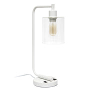 Lalia Home Modern Iron Desk Lamp with USB Port and Glass Shade