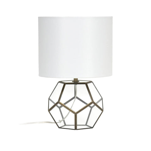 Lalia Home Transparent Octagonal Table Lamp, Brass