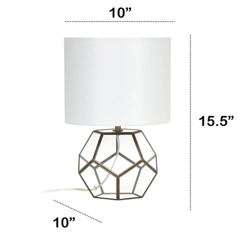 Lalia Home Transparent Octagonal Table Lamp, Brass