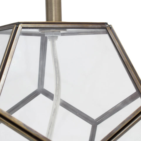 Lalia Home Transparent Octagonal Table Lamp, Brass