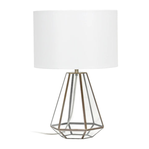Lalia Home Transparent Octagonal Table Lamp, Brass