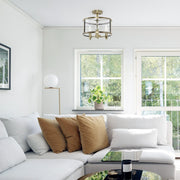 Lalia Home 3-Light 13" Industrial Farmhouse Glass and Metallic Accented Semi-flushmount