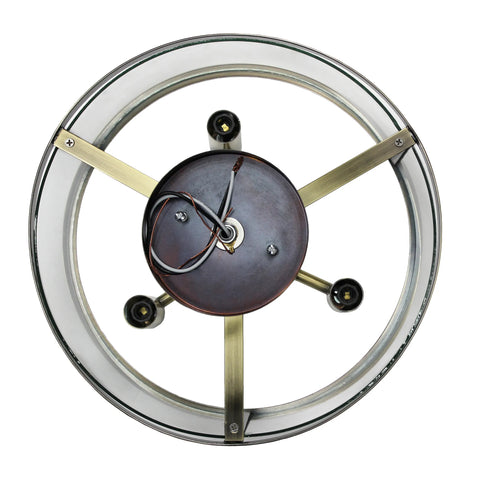 Lalia Home 3-Light 13" Industrial Farmhouse Glass and Metallic Accented Semi-flushmount