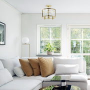 Lalia Home 3-Light 13" Industrial Farmhouse Glass and Metallic Accented Semi-flushmount