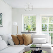 Lalia Home 3-Light 13" Industrial Farmhouse Glass and Metallic Accented Semi-flushmount