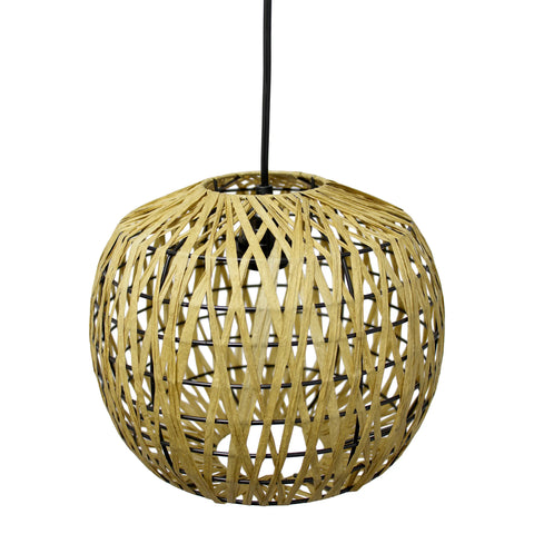 Lalia Home 1-Light 11.38" Bohemian Farmhouse Coastal Woven Paper Shade Pendant