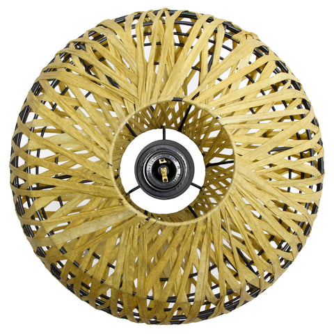 Lalia Home 1-Light 11.38" Bohemian Farmhouse Coastal Woven Paper Shade Pendant