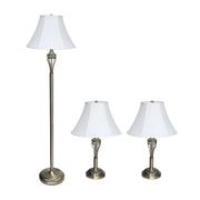 Lalia Home Perennial Roma Classic 3 Piece Metal Lamp Set (2 Table Lamps, 1 Floor Lamp)