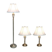 Lalia Home Perennial Roma Classic 3 Piece Metal Lamp Set (2 Table Lamps, 1 Floor Lamp)