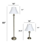 Lalia Home Perennial Roma Classic 3 Piece Metal Lamp Set (2 Table Lamps, 1 Floor Lamp)