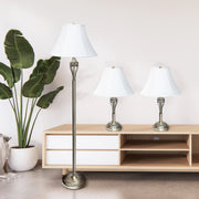 Lalia Home Perennial Roma Classic 3 Piece Metal Lamp Set (2 Table Lamps, 1 Floor Lamp)