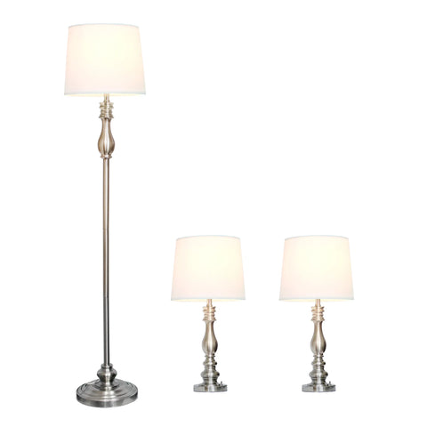 Lalia Home Perennial Morocco Classic 3 Piece Metal Lamp Set (2 Table Lamps, 1 Floor Lamp)