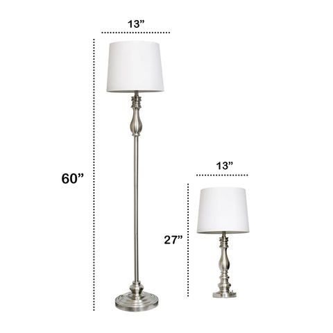 Lalia Home Perennial Morocco Classic 3 Piece Metal Lamp Set (2 Table Lamps, 1 Floor Lamp)