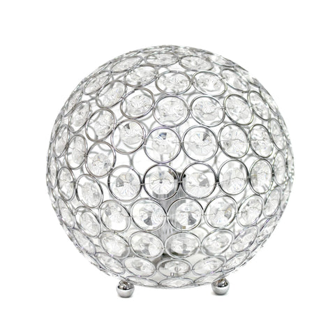 Lalia Home Elipse Medium Contemporary Metal Crystal Round Sphere Glamourous Orb Table Lamp