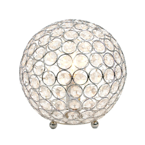Lalia Home Elipse Medium Contemporary Metal Crystal Round Sphere Glamourous Orb Table Lamp